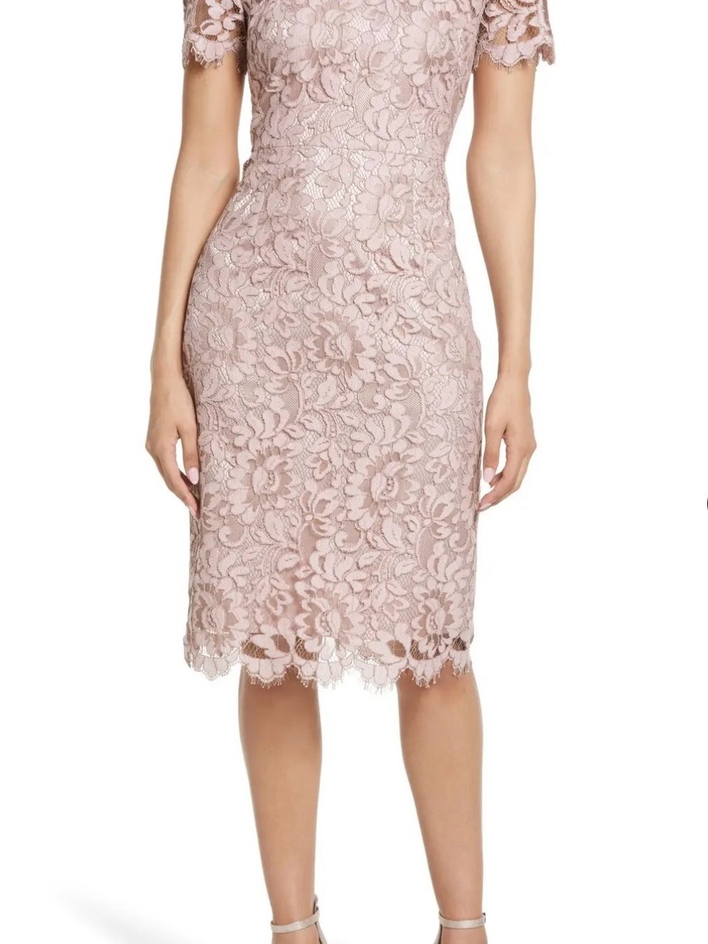 Eliza J Dusty Rose Floral Lace Midi Cocktail Dress NEW